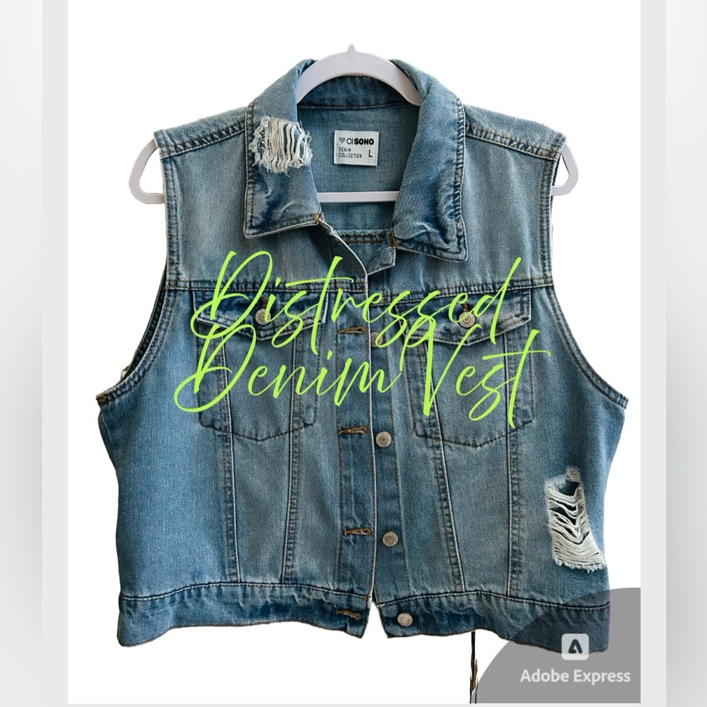 🦋🦋 Ci Sona Distressed Denim Vest🦋🦋